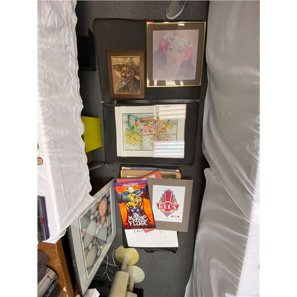 Two Leather Artists Portfolios - stuffed with unframed pictures/drawings/sketches