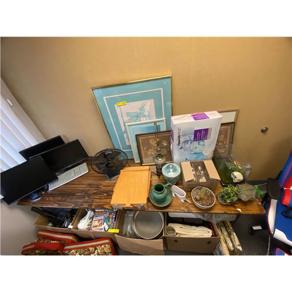 Group of Picture frames and Misc household décor items - on tabletop only