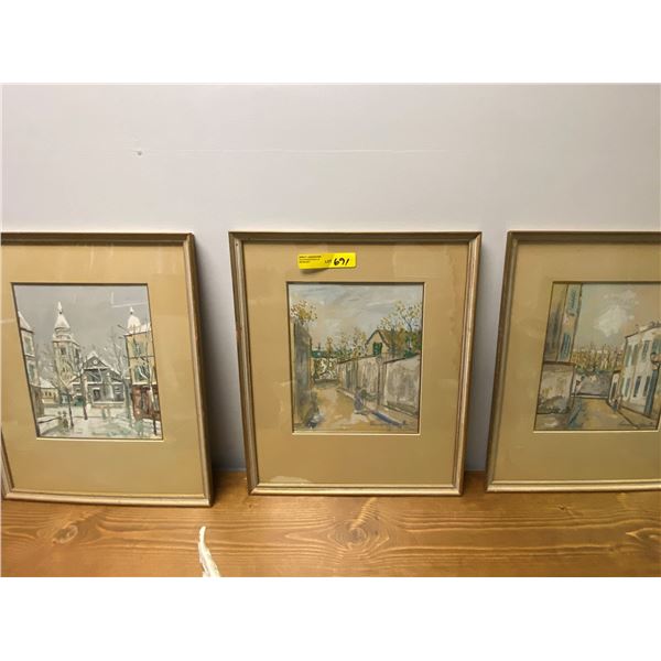 Group of 3 Framed Paintings by Maurice Utrillo
