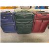 Image 1 : Lot of 3 Large Luggage Bags - Maroon, Green & Blue - Skyway & American Tourist