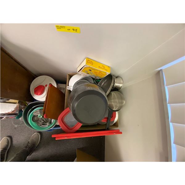Corner Lot of Misc Storage Containers, Stainless Steel Mixing Bowls