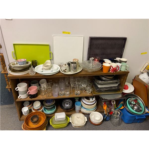 Large Lot of Misc. Household Kitchen Items - glassware, dinnerware, Salad Bowls, Pottery, Serving Di