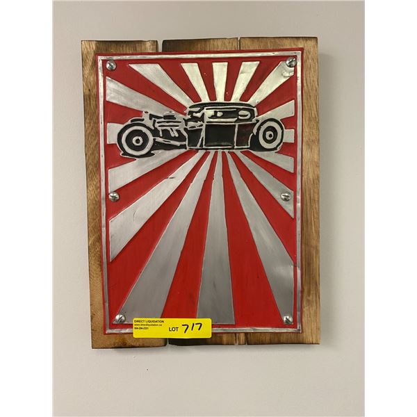 Roadster Car - Wood Reproduction Sign - approx. 11 1/2in x 15 1/2in
