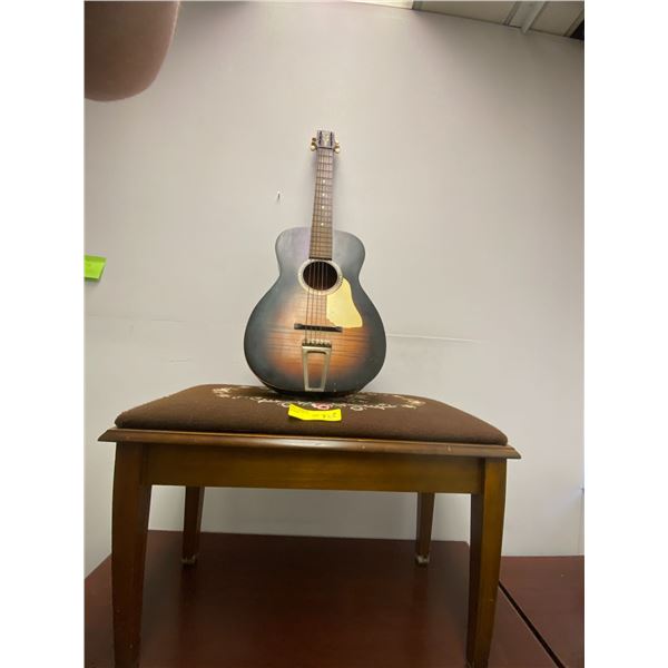 Needlepoint Bench (piano bench) with Beltone Guitar