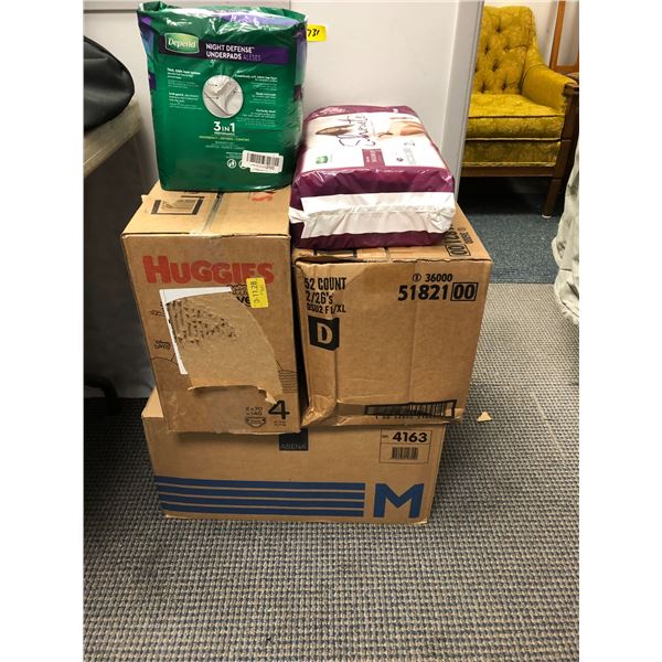 Group of Assorted Adult and Children's Diapers