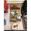 Image 1 : Grouping of Wood Containers, Bathroom Magnifying Mirror 10X and Wood Bathroom Accessories
