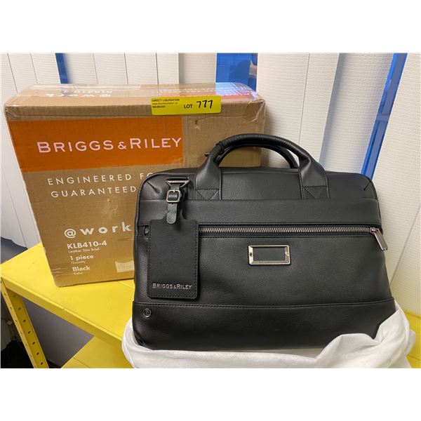 BRIGGS & RILEY - Black Leather Slim Briefcase - KB410-4