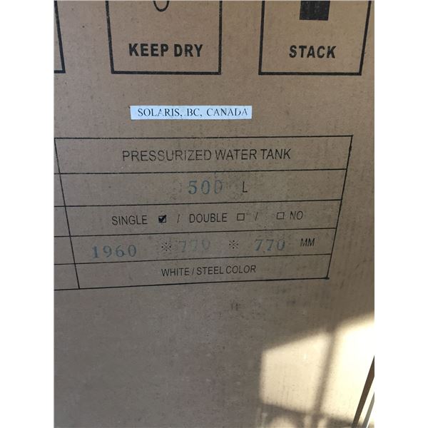 Solaris 500L Double Wall Pressurized Water Tank - Whit