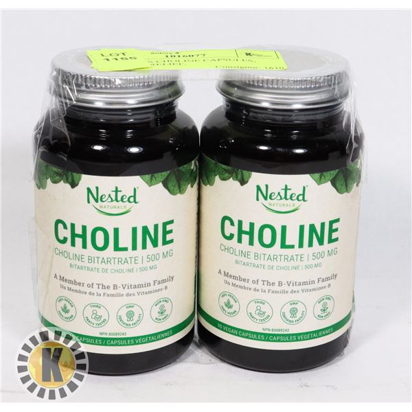 2 BOTTLES CHOLINE CAPSULES, ANXIETY RELIEF,