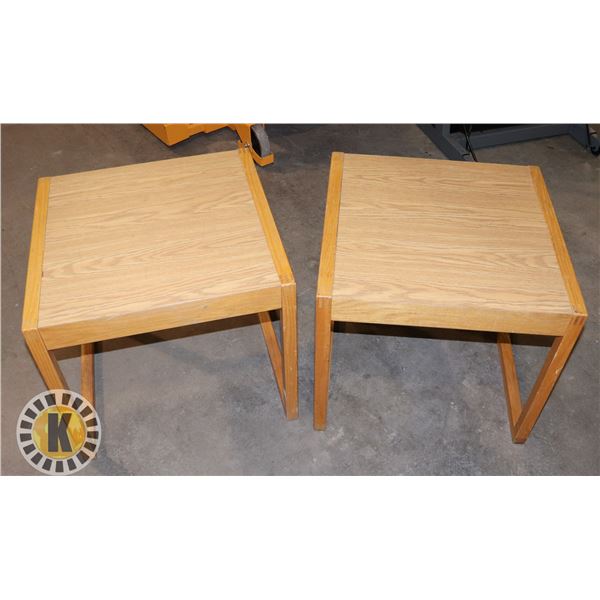 PAIR OF WOOD END TABLES