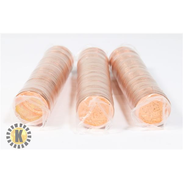 THREE ROLLS UNCIRCULATED ROLLS OF 2011 CANADIAN