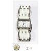 Image 1 : 945-128 LOUIS ARDEN QUARTZ WHITE LEATHER BAND