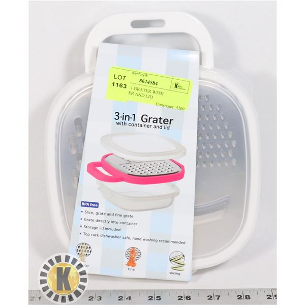 NEW 3-IN-1 GRATER WITH CONTAINER AND LID