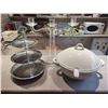 Image 1 : Large Soup Tureen, Dessert Tray and Glass Candelabra