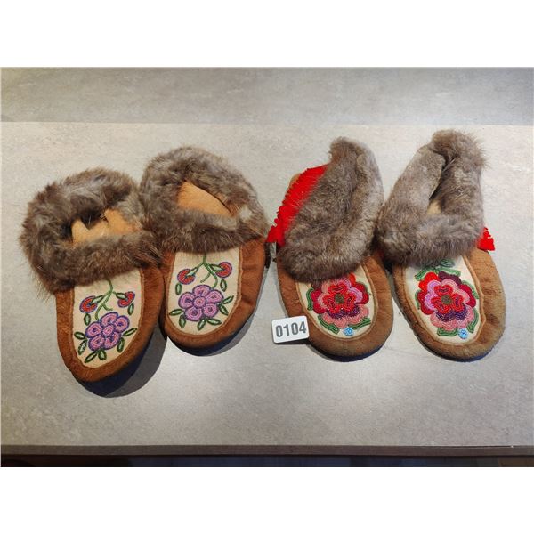 Two Pairs of Suede Moccasins