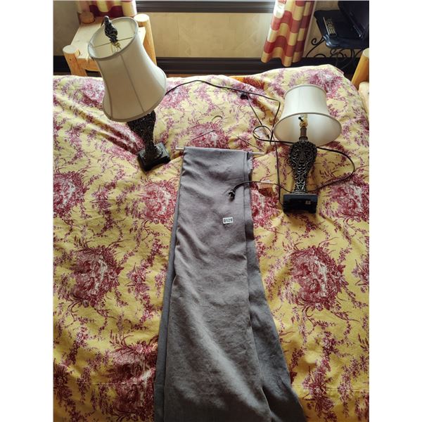 Duvet Cover & Set of 2 Ornate Bedside Lamps