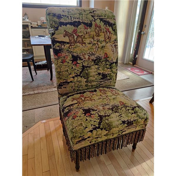 Ornate Armless Chair with Beautiful Details