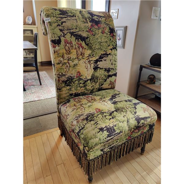 Ornate Armless Chair with Beautiful Details