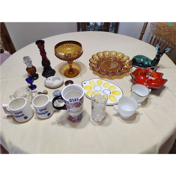 Assorted Serving Trays, Mugs, Candle Holders and More