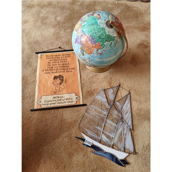 Stained Glass Boat Wall Art, Vintage Globe & Comedy Wall Art