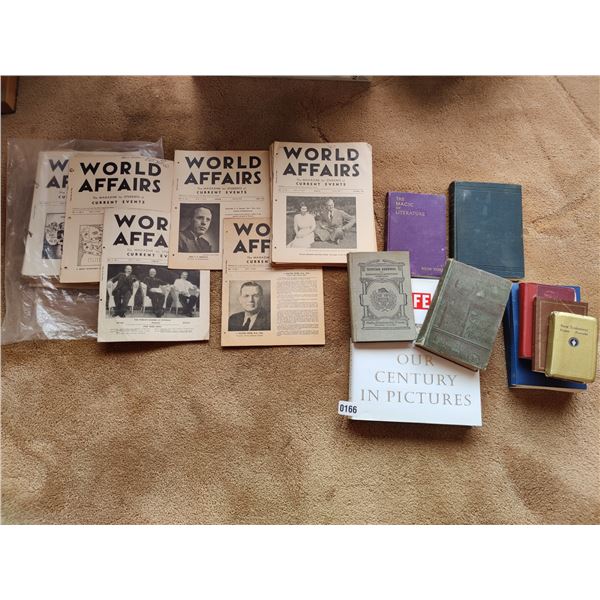 Collection of World Affairs Magazine (Circa 1940s) & Antique Books (Copyright Starting 1885, See Pho
