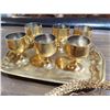 Image 2 : 2 Brass Baskets & Brass Shotglass Tray (set of 6)