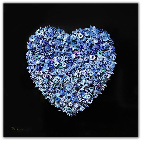 Patricia Govezensky- Original 3D Metal Art on Wood "Heart"