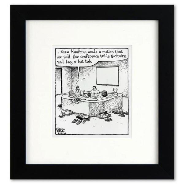 Bizarro, "Hot Tub Board Meeting" is a Framed Original Pen & Ink Drawing by Dan Piraro, Hand Signed w