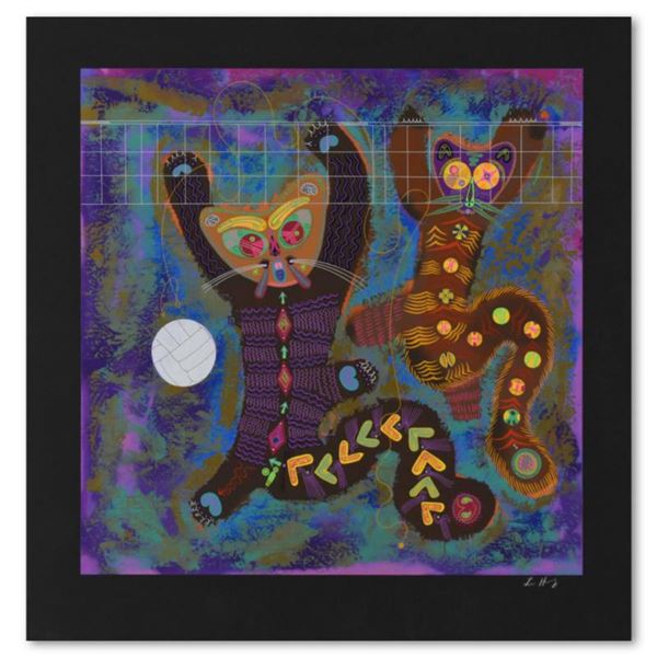 Lu Hong, "Kitty Camp Playmates (Black)" Limited Edition Serigraph, Numbered and Hand Signed with Let