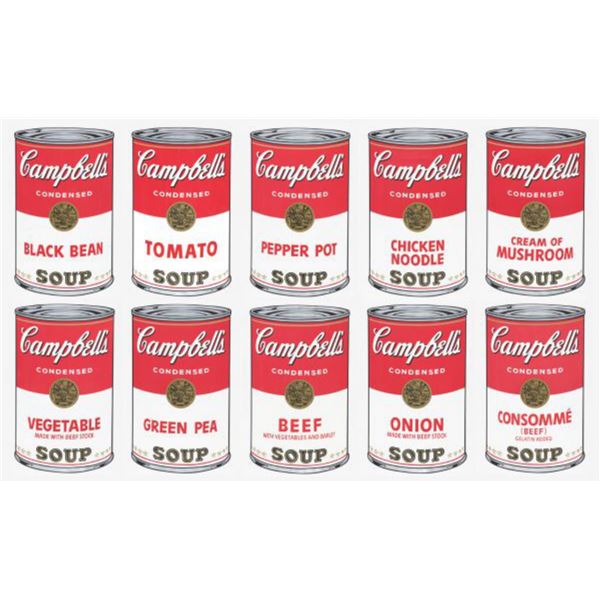 Andy Warhol- Silk Screen (Portfolio consisting of 10 different Soup Cans) "Campbell's Soup Can Serie