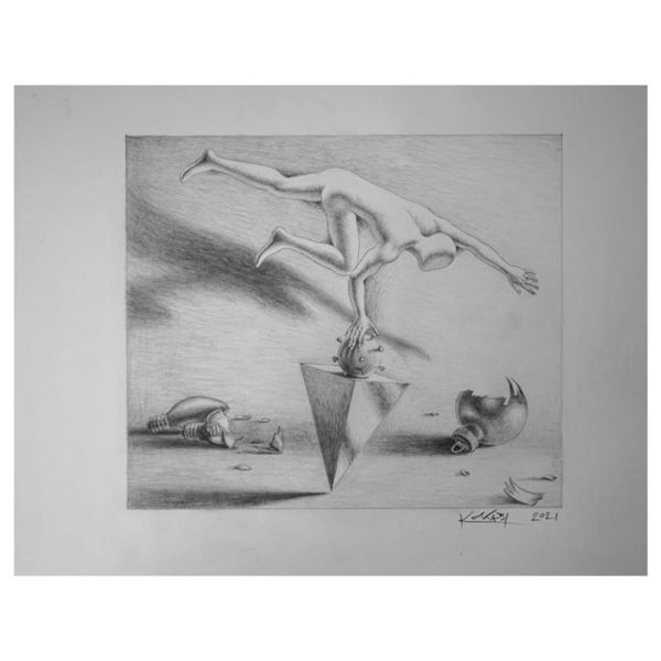 Mark Kostabi "The New Ornamentation" Hand Signed Original Artwork with COA.