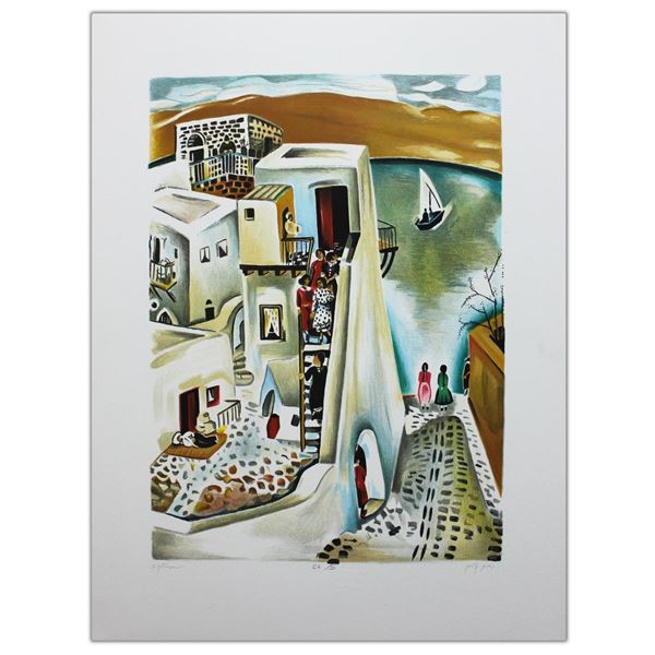 Nachum Gutman- Original Lithograph "Upstairs "