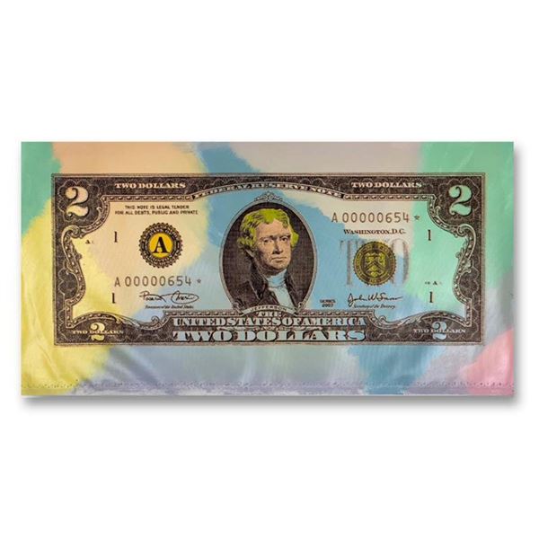 Steve Kaufman (1960-2010), "2 Dollar Bill" Hand Signed Limited Edition Hand Pulled Silkscreen Mixed 