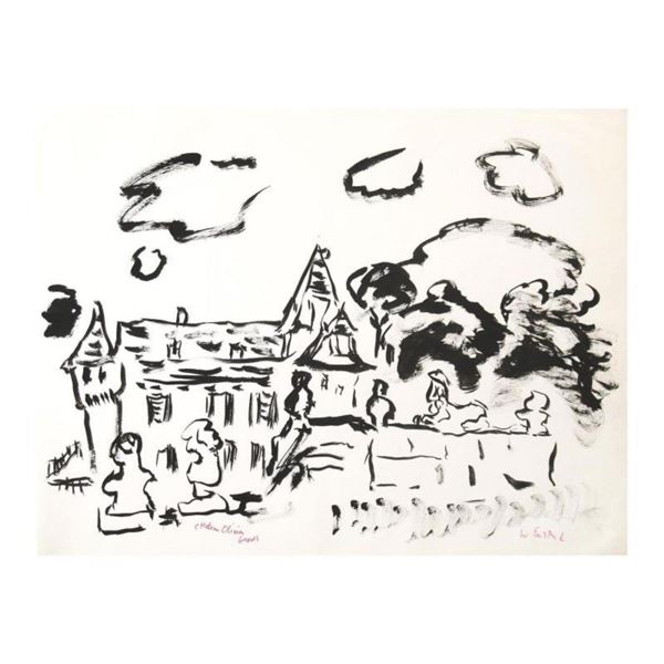 Wayne Ensrud "Chateau Olivier, Bordeaux - France" Pen & Ink Original Artwork; Hand Signed; COA