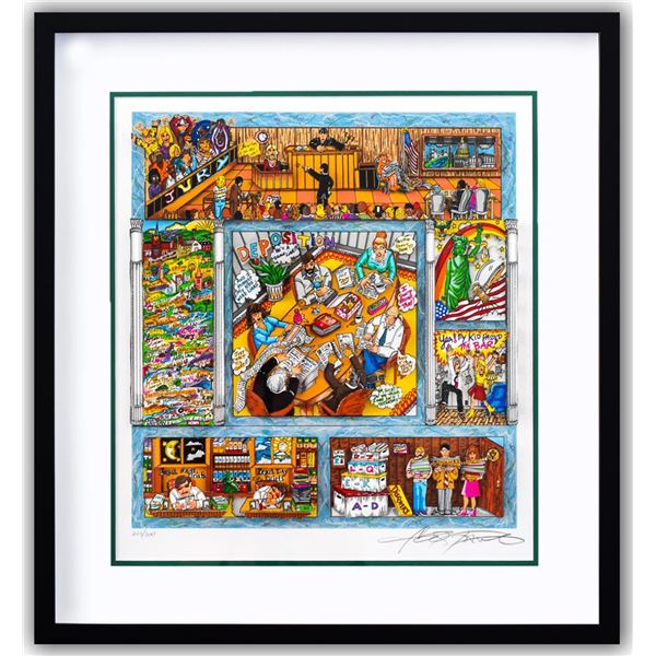 Charles Fazzino- 3D Construction Silkscreen Serigraph "Don't Wait, Litigate"