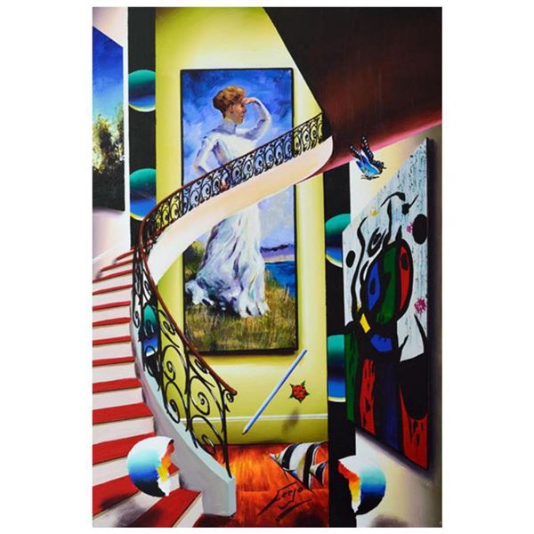 Ferjo, "Woman By the Sea" Original Painting on Canvas, Hand Signed with Letter of Authenticity.