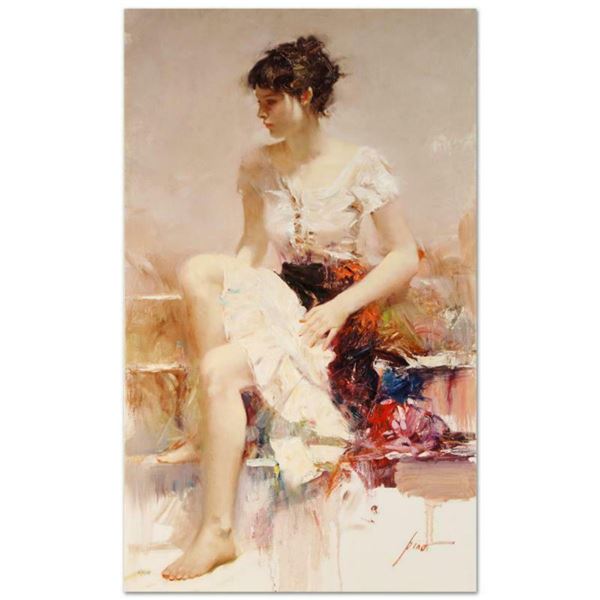 Pino (1939-2010), "White Lace" Artist Embellished Limited Edition on Canvas (24" x 40"), AP Numbered