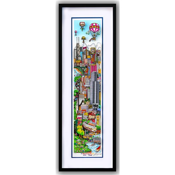 Charles Fazzino- 3D Construction Silkscreen Serigraph "A DEEP DISH PIE…IN CHI-TOWN"