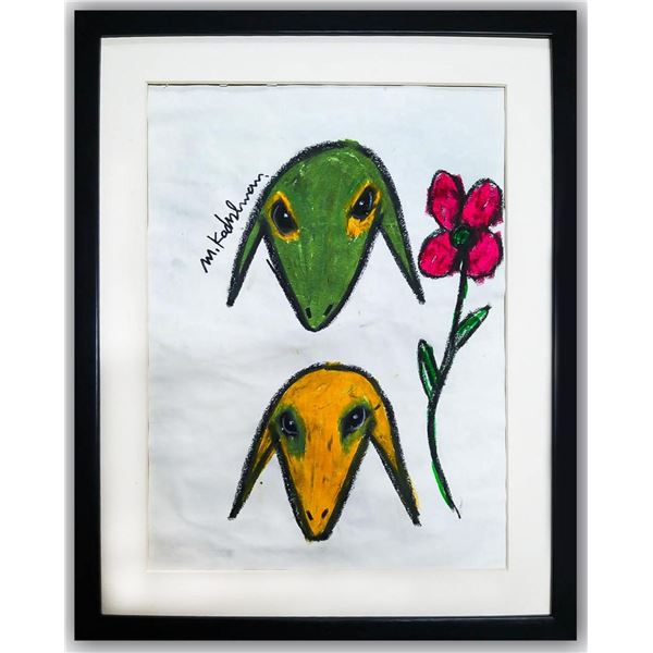 Menashe Kadishman- Pastel on Paper "Untitled"