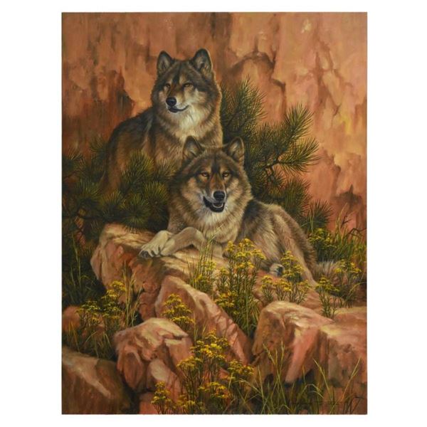 Larry Fanning (1938-2014), "Summer Retreat - Gray Wolves" Limited Edition on Canvas, AP Numbered and