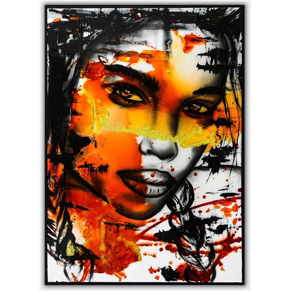 Hen Maman- Original Painting with Alcohol ink, acrylic, and epoxy rasin on Canvas "Eva"