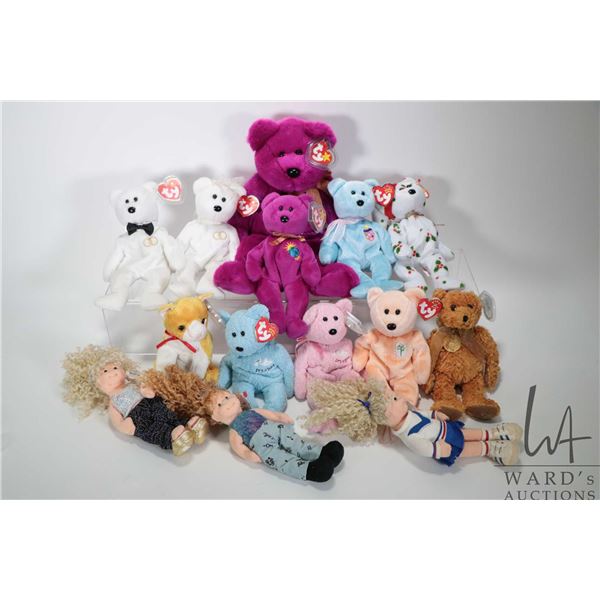 Selection of Ty collectibles including Beanie Babies Teddy, Tangles, Dearest, Baby Girl, Baby Boy, 1
