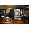 Image 1 : Mirror back wall mount display with three glass shelves 26" X 18.75" plus a wooden mantle clock with
