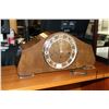 Image 2 : Mirror back wall mount display with three glass shelves 26" X 18.75" plus a wooden mantle clock with