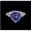 Image 2 : 3.60 ctw Tanzanite and Diamond Ring - Platinum