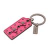 Image 1 : Coach Pink Leather Floral Studded Tag Keychain