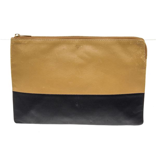 Celine Black Brown Leather Clutch Wallet