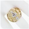 Image 3 : Mens Antique Art Nouveau 14k Two Tone Gold Masonic Round Diamond Dual Nymph Ring