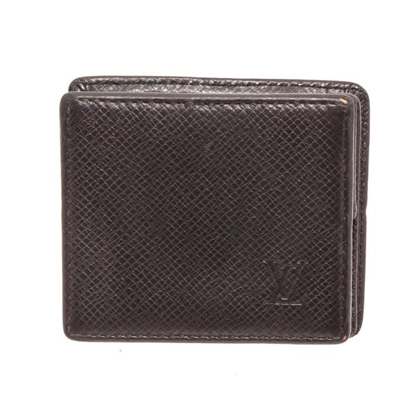 Louis Vuitton Black Taiga Leather Boite Coin Case Wallet