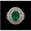 Image 2 : 14KT White Gold 3.58 ctw Emerald and Diamond Ring
